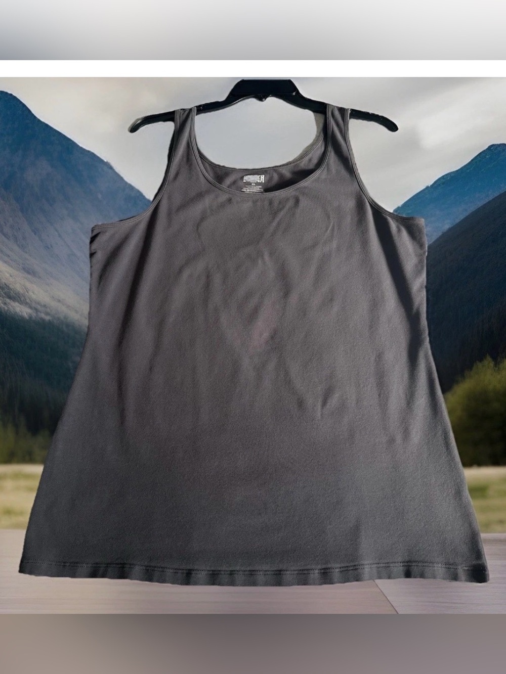 Duluth Trading Co Scoop Tank Top No-Yank Gray Cotton Spandex Stretch Women Sz XL